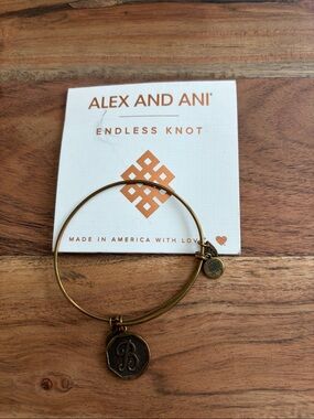 Alex and Ani Gold Tone Initial B Charm Bangle
